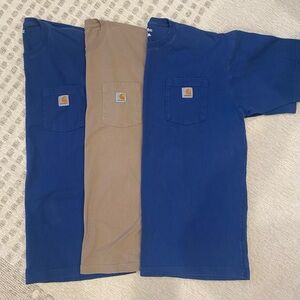 Carhartt Blue and Tan Pocket T-Shirts, set of three, men’s L